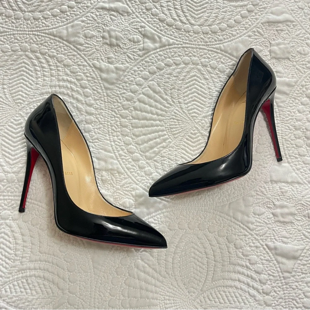 CHRISTIAN LOUBOUTIN Pigalle Follies 100 Pump Heel Black Patent Leather Size 39 - Picture 6 of 13